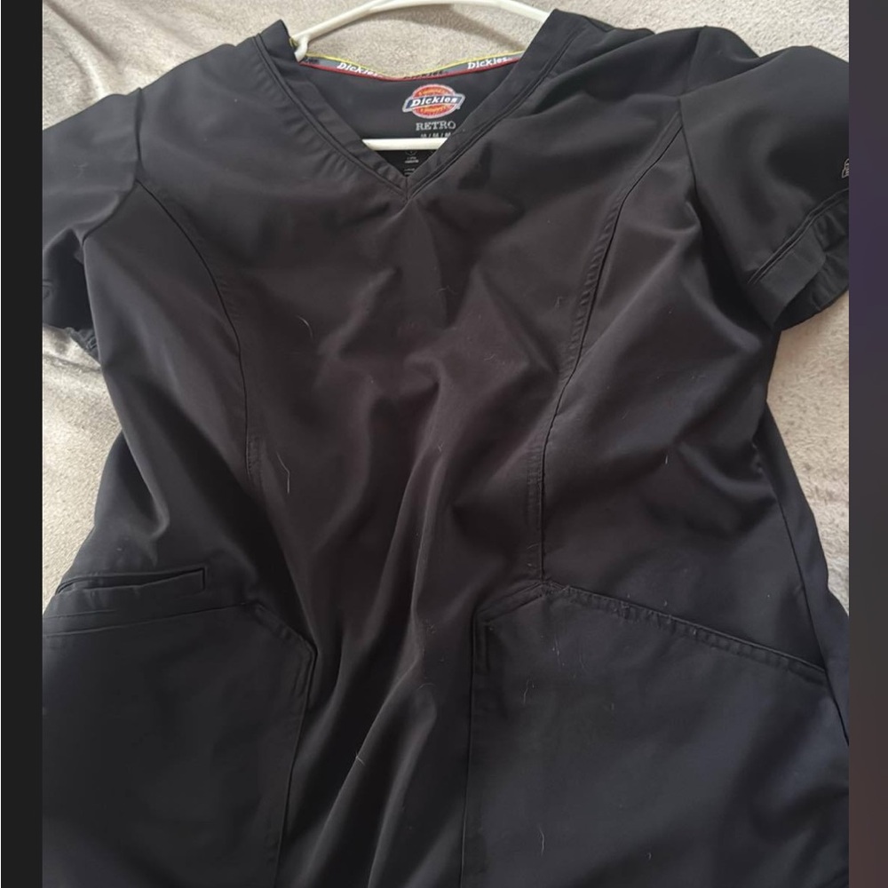 Dickies Classic Black V-Neck Scrub Top